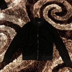 Black Bomber Jacket - Classic Zip Front